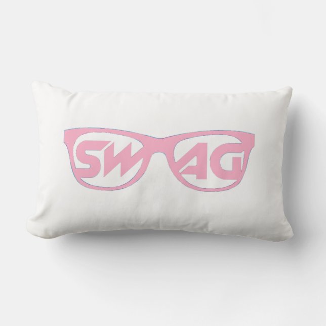 Swag 2 Sided Pink en White Pillow Kussen (Voorkant)