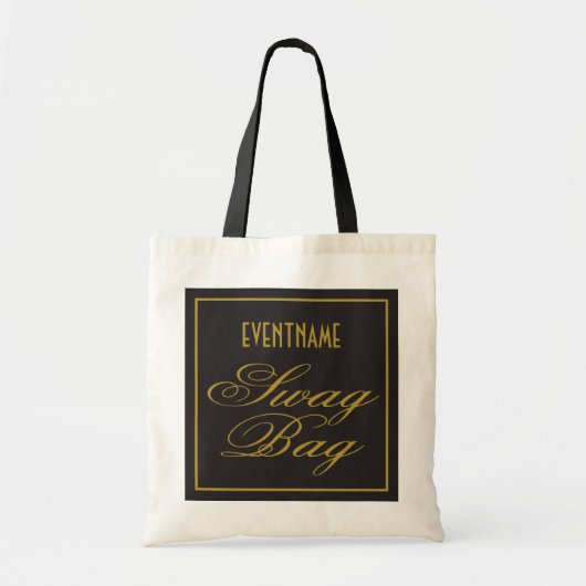 Swag Bag Elegant Black en Gold Tote Bag (Voorkant)