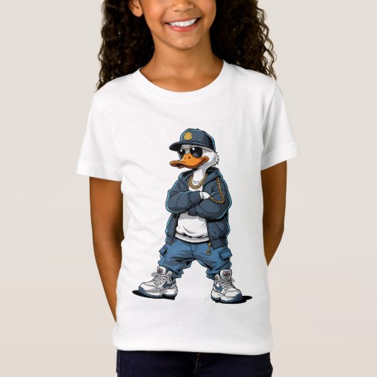 Swag Cartoon Duck with Gold Chains and Hoodie T-shirt (Voorkant)
