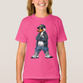 Swag Cartoon Duck with Gold Chains and Hoodie T-shirt (Voorkant)