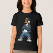 Swag Cartoon Duck with Gold Chains and Hoodie  Tri-Blend Shirt (Voorkant)