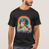 Swag Cat | Kleurrijke kat met regenboog en wolken T-shirt (Voorkant)