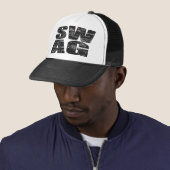 SWAG Distsed Mesh Snapback Trucker Hat (zwart) Pet (In situ)