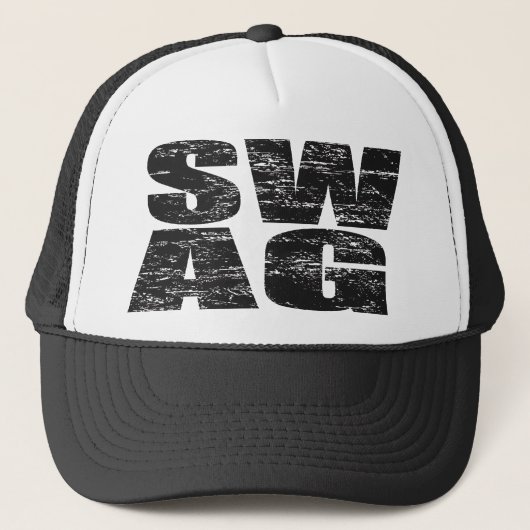 SWAG Distsed Mesh Snapback Trucker Hat (zwart) Trucker Pet (Voorkant)