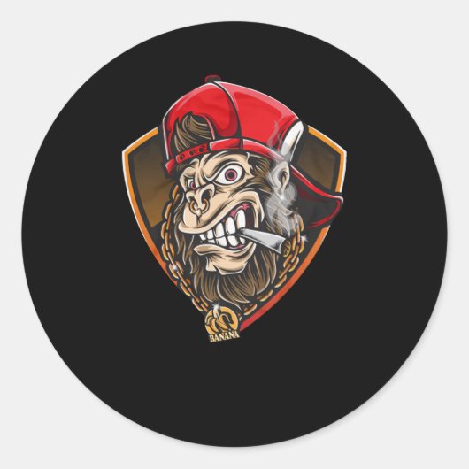 Swag Gorilla Ronde Sticker (Voorkant)