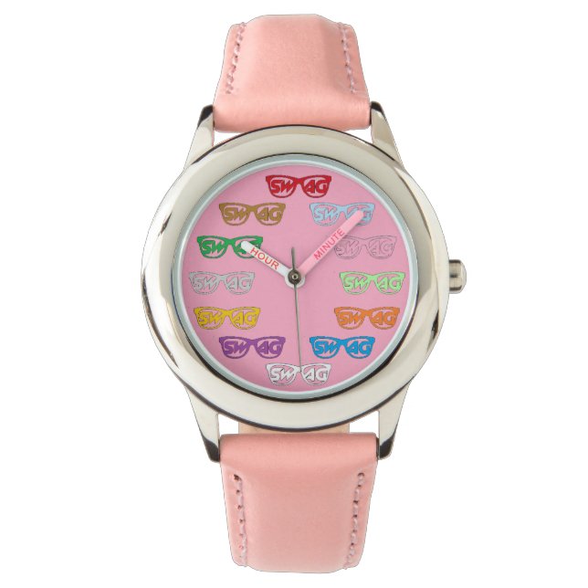 Swag Horloge (roze) (Voorkant)