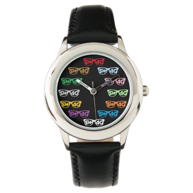 Swag Horloge (zwart) (Voorkant)