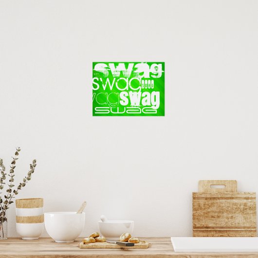 Swag; Neon Green Stripes Poster (Keuken)