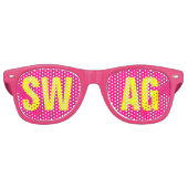 'SWAG' Neon Pink&Yellow Party Retro Zonnebril (Voorkant)
