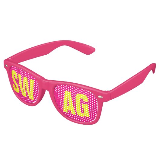 'SWAG' Neon Pink&Yellow Party Retro Zonnebril (Gekanteld)
