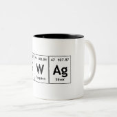 SWAg Periodic Table Element Word Chemistry Symbol Tweekleurige Koffiemok (Voorkant rechts)