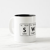 SWAg Periodic Table Element Word Chemistry Symbol Tweekleurige Koffiemok (Voorkant links)