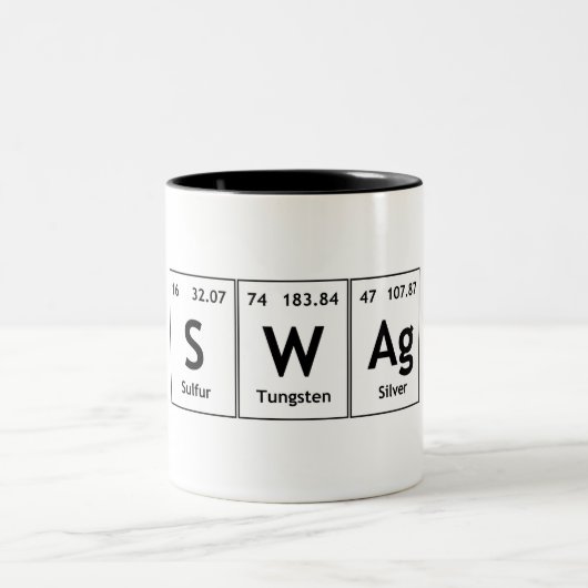 SWAg Periodic Table Element Word Chemistry Symbol Tweekleurige Koffiemok (Center)