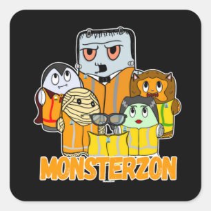 Swagazon Monsters Mummy Frankenstein Dracula Monst Vierkante Sticker