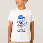 Swaggy Polar Beer Cartoon met Pet en gouden kettin T-shirt (Voorkant)