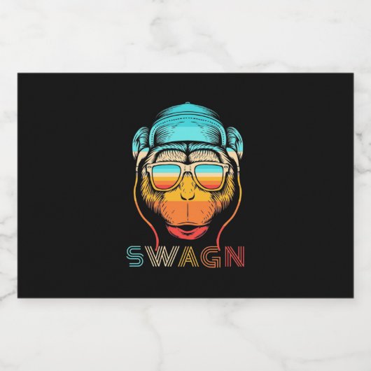 Swagn Retro Monkey Sparkling Wijnetiket (Enkel label)