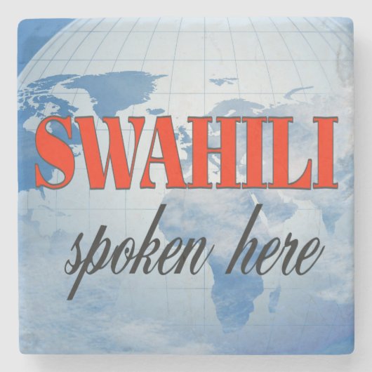 Swahili sprak hier troebele aarde stenen onderzetter (Voorkant)