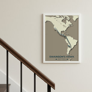 Swainson's Hawk-migratiekaart - minimalistische Vi Poster