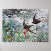 Swallow and Flower Field, Bruno Liljefors Poster (Voorkant)