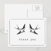Swallow Bird Bedankt Briefkaart (Voorkant / Achterkant)