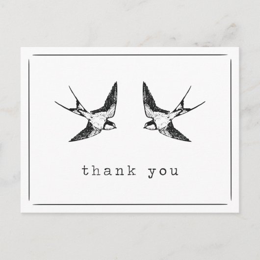 Swallow Bird Bedankt Briefkaart (Voorkant)