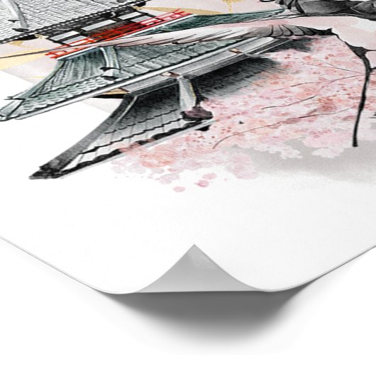 Swallow Bird Japanese Artwork Poster (Hoek)