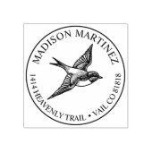 Swallow Bird Retouradres Elegant Vlucht Rubberstempel (Afrduk)