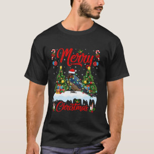 Swallow Bird vrolijke kerstboomverlichting Santa S T-shirt