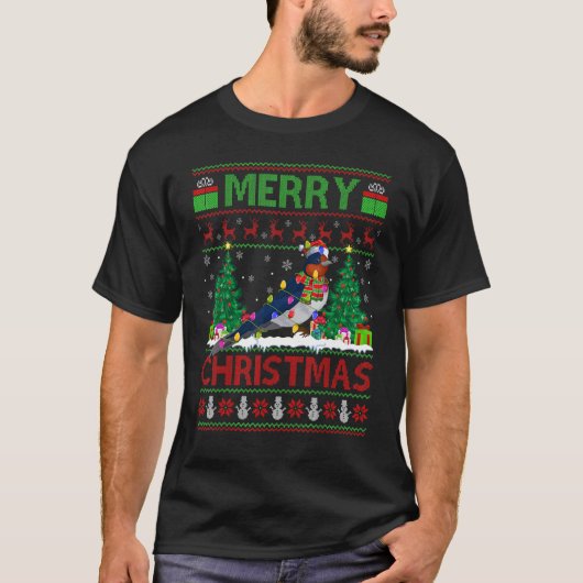 Swallow Bird   Xmas Tree Ugly Santa Swallow Christ T-shirt (Voorkant)