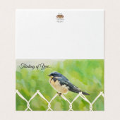 Swallow on a Fence - Thinking of You Card Kaart (Buitenkant ongevouwen)