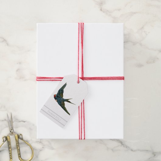 SWALLOW  PRINT  GIFT LABEL CADEAULABEL (Met Touw)
