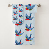 Swallow Red BlueTattoo Bad Handdoek (Insitu)