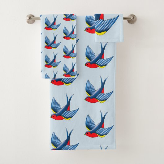 Swallow Red BlueTattoo Bad Handdoek (Insitu)