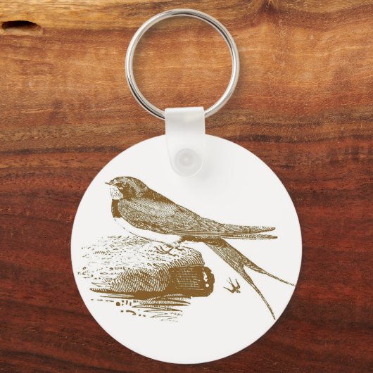 Swallow Woodcut Sleutelhanger (Voorkant)