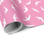 Swallows en Swifts Roze Wit Migrerende Vogels Cadeaupapier (Rol Hoek)