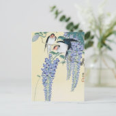 Swallows en Wisteria door Ohara Koson Briefkaart (Staand voorkant)