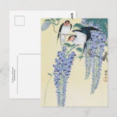 Swallows en Wisteria door Ohara Koson Briefkaart (Voorkant / Achterkant)