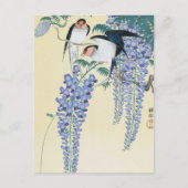 Swallows en Wisteria door Ohara Koson Briefkaart (Voorkant)