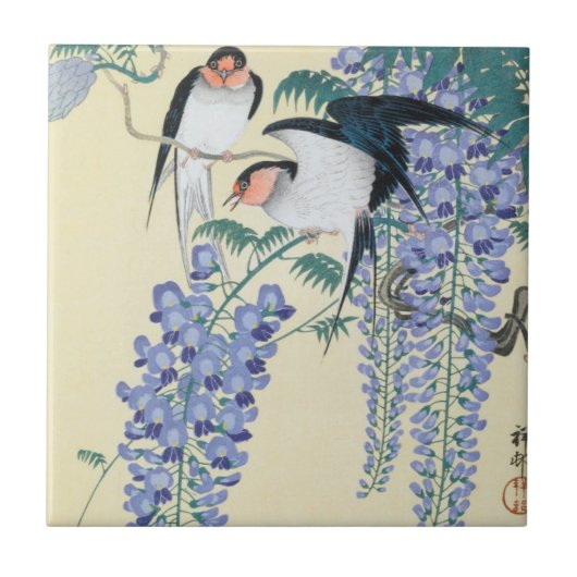 Swallows en Wisteria door Ohara Koson Tegeltje (Voorkant)