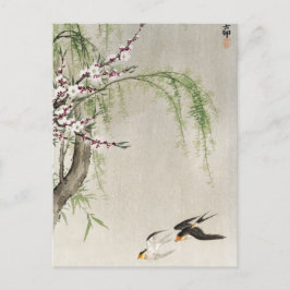 Swallows in Flight, Ohara Koson, Japanse vogelkuns Briefkaart
