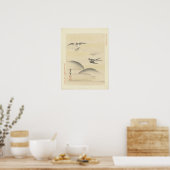 Swallows op de Wing, Antiek Japans schilderen Poster (Keuken)