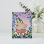 Swallowtail Butterfly Cat on Mushroom Briefkaart (Staand voorkant)