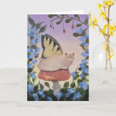 Swallowtail Butterfly Cat on Mushroom Kaart (Gele Bloem)