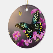 Swallowtail Butterfly en roze Flowers Keramisch Ornament (Links)