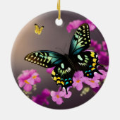 Swallowtail Butterfly en roze Flowers Keramisch Ornament (Achterkant)