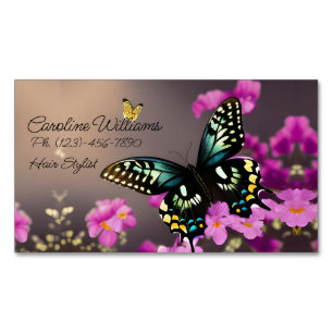 Swallowtail Butterfly en roze Flowers Magnetisch Visitekaartje