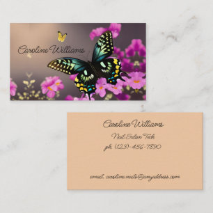 Swallowtail Butterfly en roze Flowers Visitekaartje