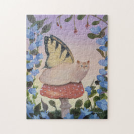 Swallowtail Butterfly Fairy Cat on Mushroom Legpuzzel