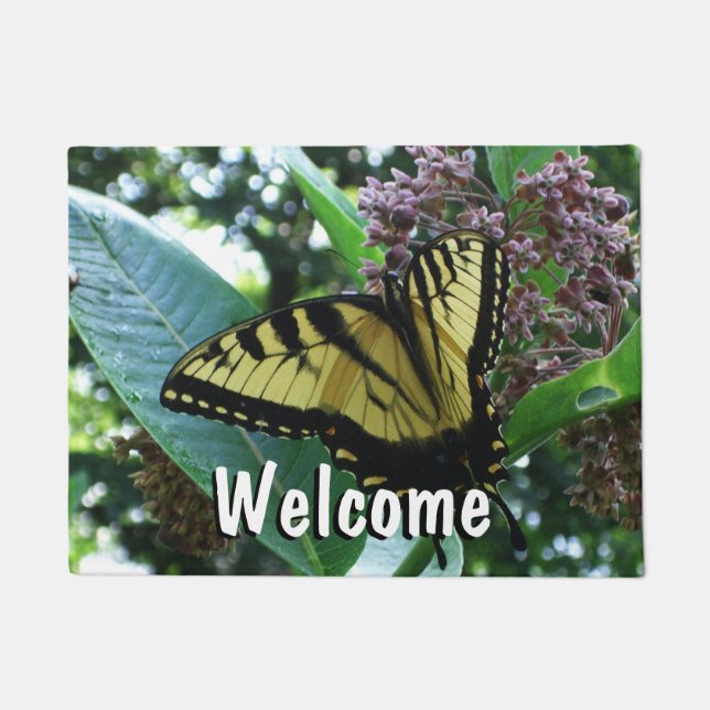 Swallowtail Butterfly I op Milkweed bij Shenandoah Deurmat (Voorkant)