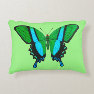 Swallowtail Butterfly in Green, Turquoise & Black Accent Kussen